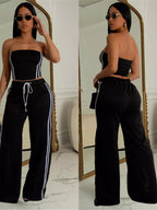 Trendsi sleeveless tube top and wide-leg pants set, stylish casual outfit with fitted tube top and flowy pants in soft fabric.