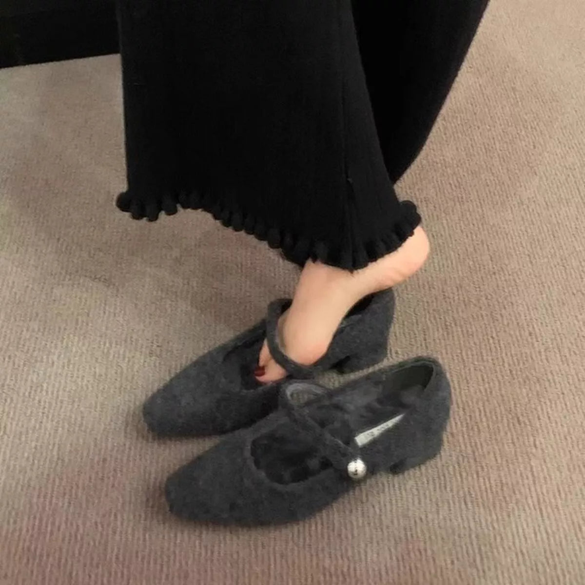Elegant black block heel loafers from Trendsi, featuring a sleek design and comfortable loafers for stylish everyday wear.