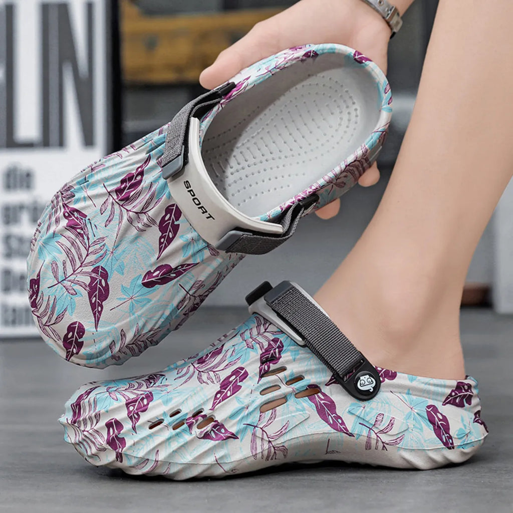 Men's floral pattern breathable sandals from Trendsi, featuring comfortable open-toe design and vibrant floral print.