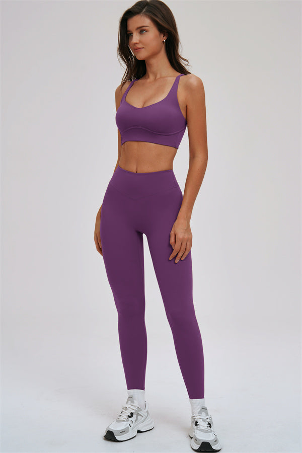 Fitglutes Activewear Kinetic Cross Back Sports Bra and Leggings 2-piece set for workout and gym wear, featuring stylish cross-back sports bra.