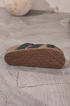 Threaded Pear Kathryn Band Retro Platform Slippers with thick soles and stylish straps, perfect for casual wear and comfort.