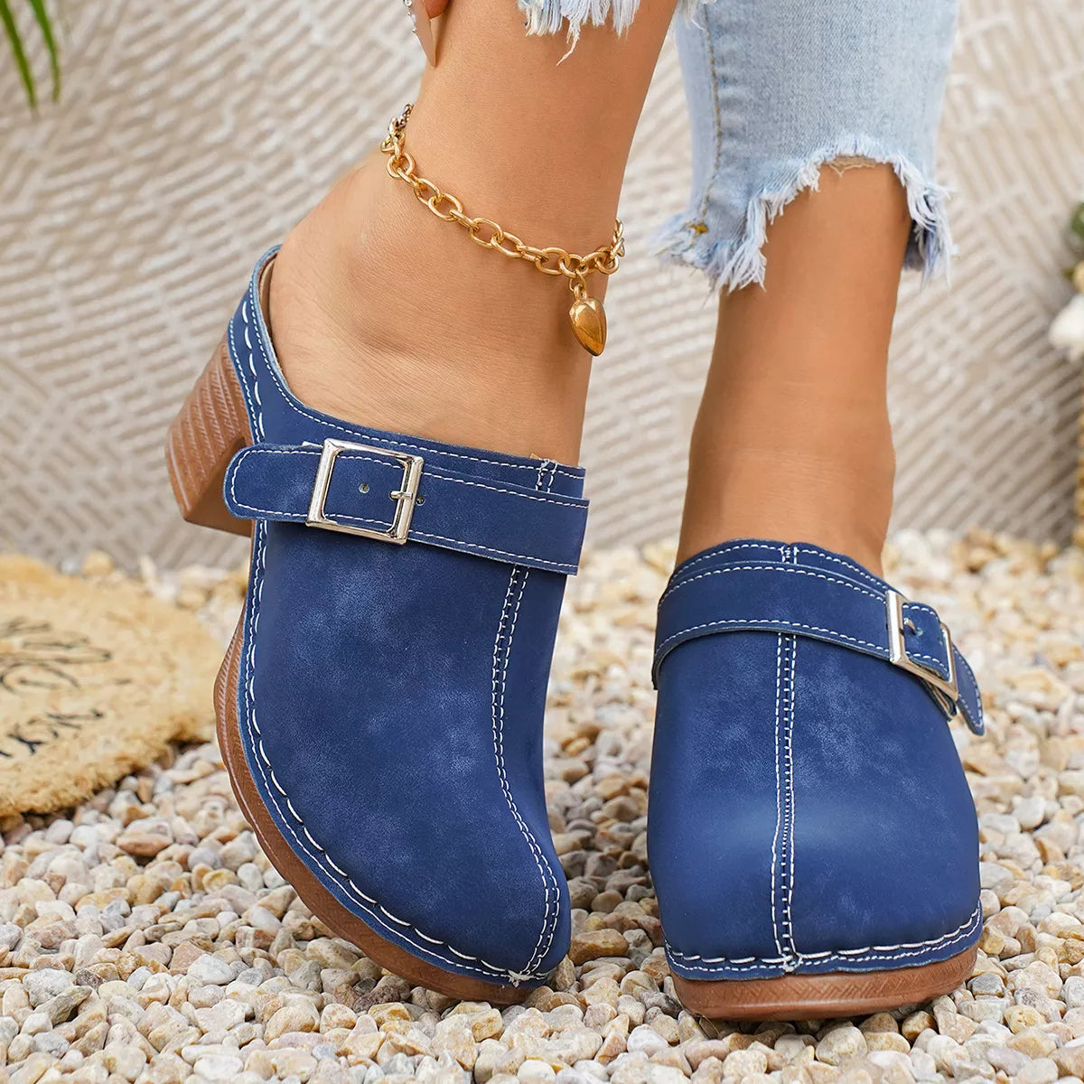Shopimist round toe block heel sandals with stylish design and comfortable chunky heels, perfect for casual or dressy occasions.