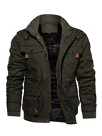 Men's plus size winter coat with a zipper, warm and insulated, by Shopimist, featuring a hood and quilted design for cold weather.