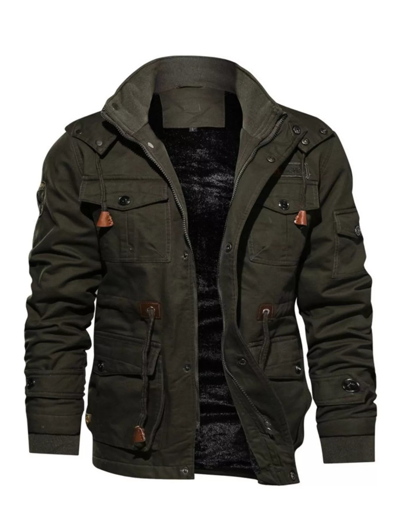 Men's plus size winter coat with a zipper, warm and insulated, by Shopimist, featuring a hood and quilted design for cold weather.