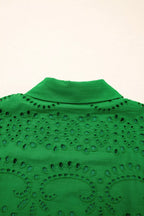 Eyelet Collared Neck Short Sleeve Dress