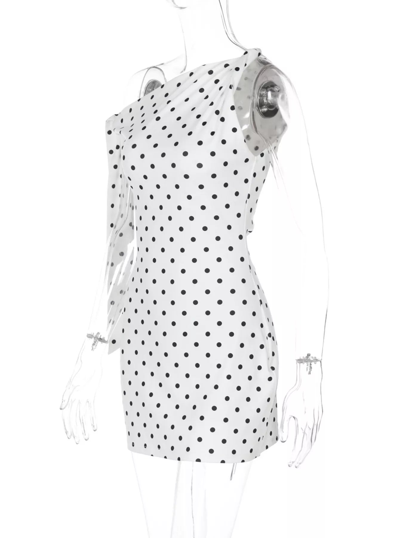 Polka dot sleeveless mini dress with bow accents, stylish Shopimist dress perfect for summer fashion.