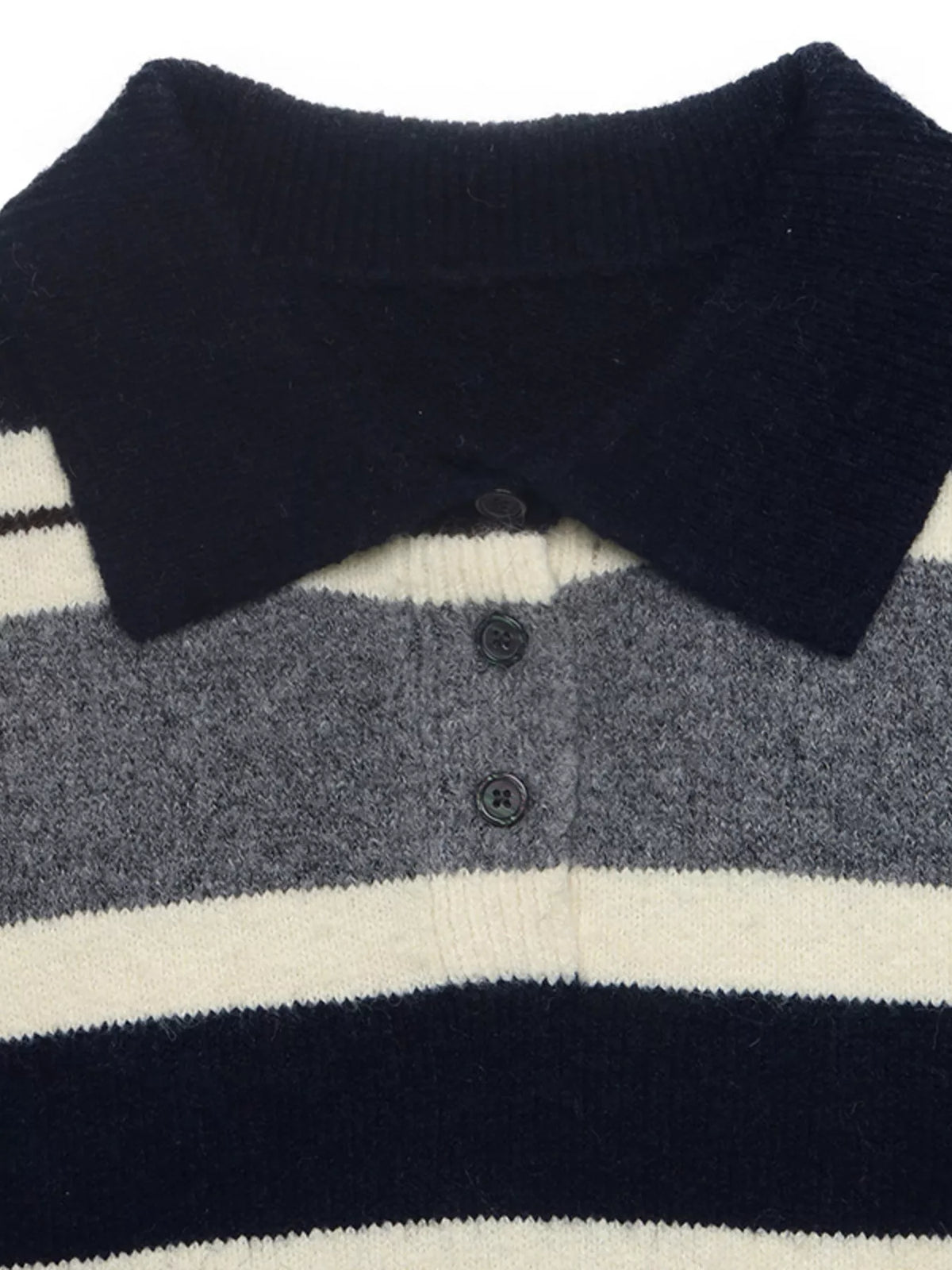Striped Plush Fashion Hub long sleeve sweater with button details, featuring a stylish pattern and comfortable fit.
