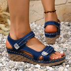Women's open-toe mid-heel wedge sandals by Trendsi, featuring a chic design and comfortable summer style.
