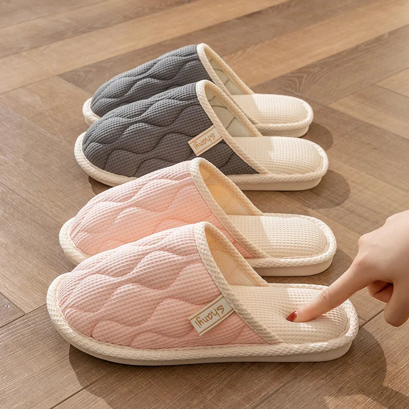 Shopimist round toe flats slippers with soft fabric upper and comfortable sole, ideal for casual indoor wear.