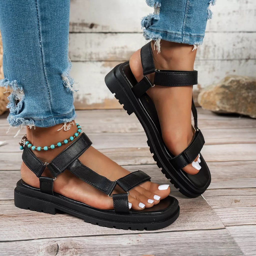 Shopimist open toe platform sandals with chunky heel and ankle strap, stylish footwear for summer or casual wear