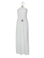 Backless Ruched Halter Neck Maxi Dress