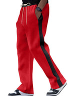 Men's plus size contrast stripe drawstring sweatpants by Trendsi, featuring a comfortable fit and stylish design with side pockets.