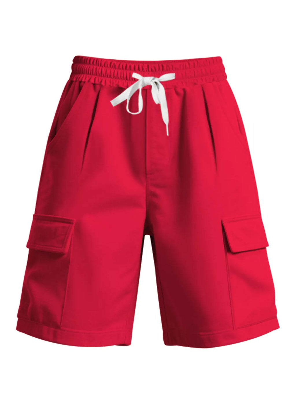 Plus size men's drawstring pocketed shorts with rings, featuring a comfortable fit and casual style, shown in the image.