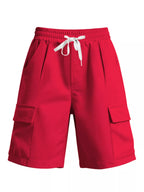 Plus size men's drawstring pocketed shorts with rings, featuring a comfortable fit and casual style, shown in the image.