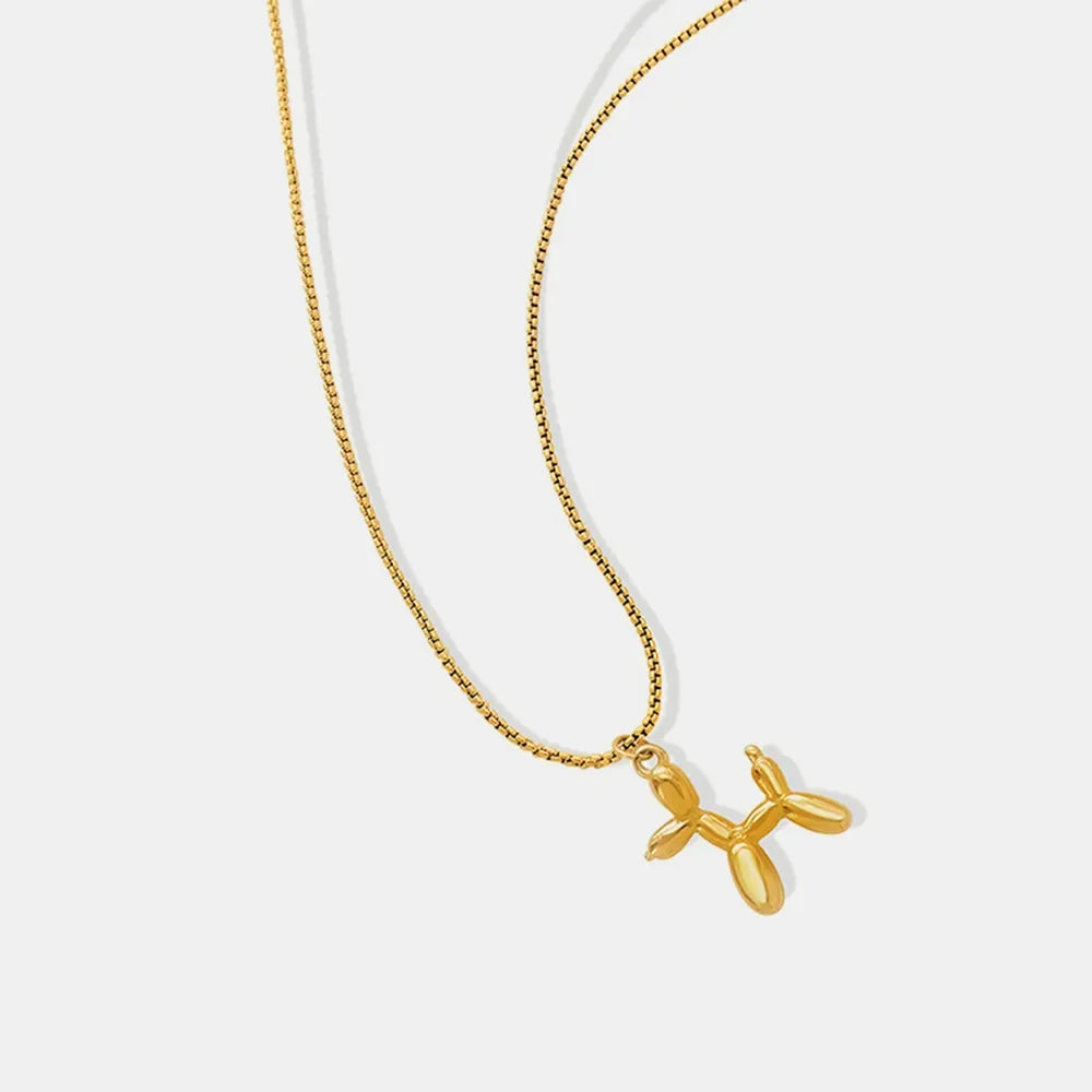 Gold-plated titanium steel puppy pendant necklace featuring a cute puppy shape, stylish jewelry accessory.