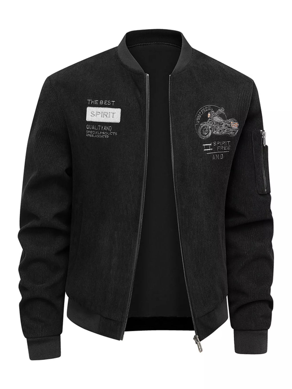 Men's plus size zip-up corduroy bomber jacket by Shopimist, featuring a classic design and textured fabric.