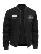 Men's plus size zip-up corduroy bomber jacket by Shopimist, featuring a classic design and textured fabric.