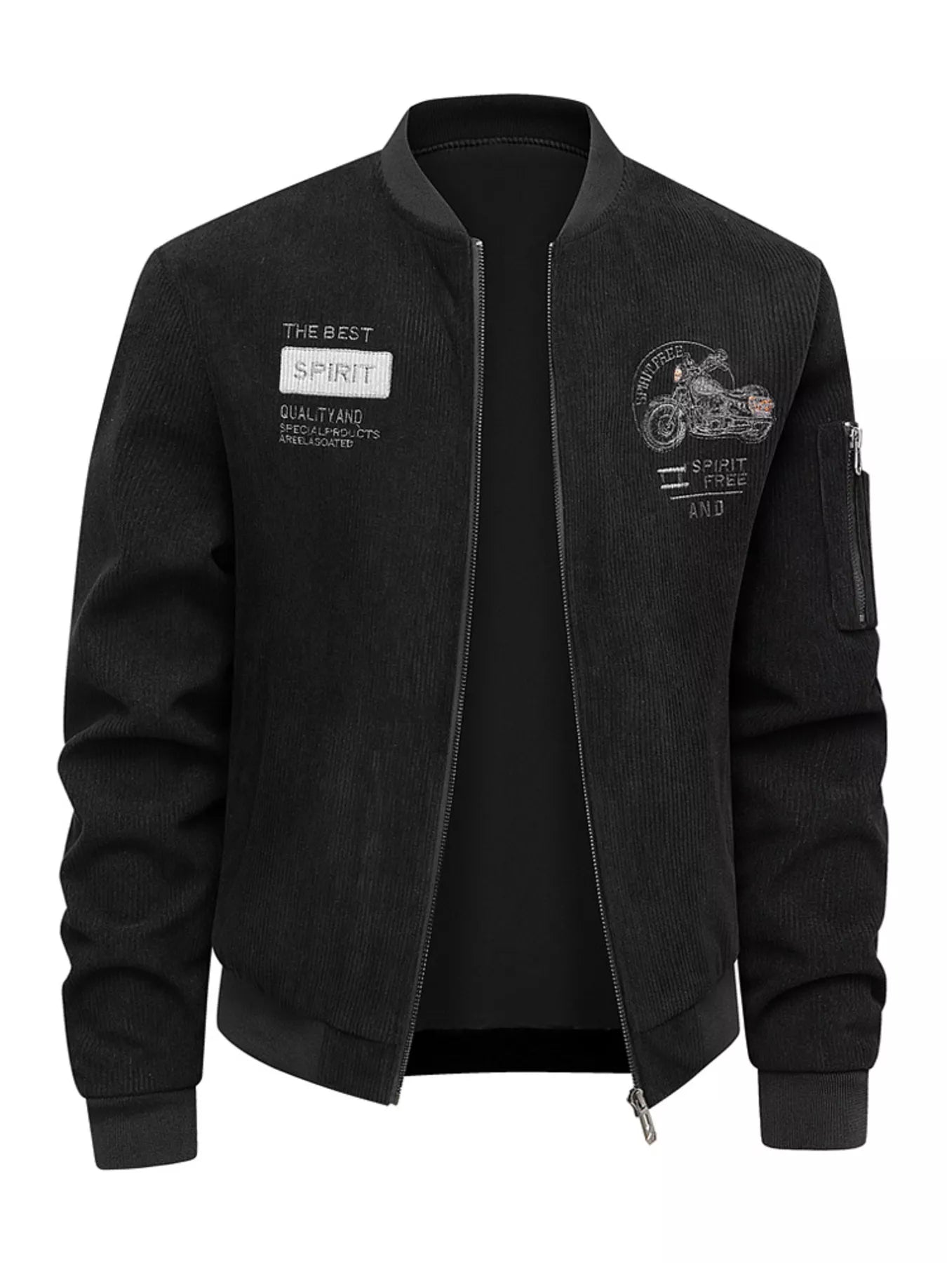 Men's plus size zip-up corduroy bomber jacket by Shopimist, featuring a classic design and textured fabric.