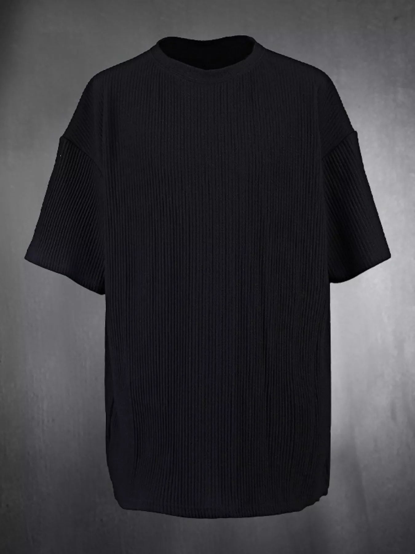 Plus size men's short sleeve top and shorts set by Trendsi, casual summer outfit, featuring a comfortable matching top and shorts.