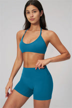 Fitglutes Activewear sports bra and shorts 2-piece set for workout, featuring a fitted sports bra and matching gym shorts.