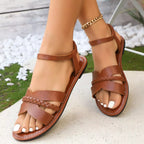 Shopimist open toe flats sandals with sleek design and comfortable straps, perfect for casual summer footwear.