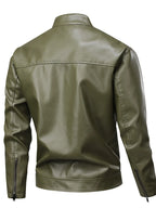 Men's full-size leather zip-up jacket by Shopimist, shown in plus size with front zipper and classic leather detailing.