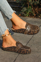 Lea Leather Strap Mule Slippers by Threaded Pear featuring leather straps and a comfortable slip-on design.