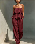 Women's sleeveless camisole top and casual pants set by FitiqueFit, featuring a relaxed fit and comfortable summer casualwear.