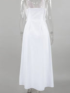 Women's ruffled V-neck cotton maxi dress by Trendsi, flowy boho summer dress with ruffle details and a relaxed fit.