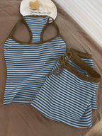 Striped tank top and shorts set from Trendsi, featuring a casual design with a sleeveless tank and matching shorts.