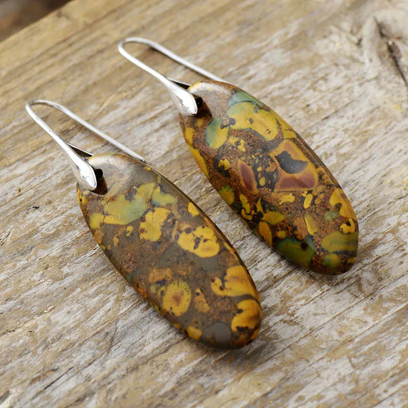 Natural stone copper dangle earrings from Shopimist featuring handcrafted design and elegant hanging style.