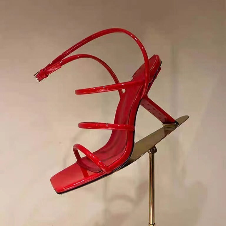 Elegant platform buckle sandals in heels by Plush Fashion Hub, featuring stylish straps and a comfortable heel height.