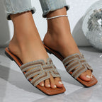 Shopimist rhinestone open toe sandals with strappy design and sparkling embellishments for stylish summer footwear.
