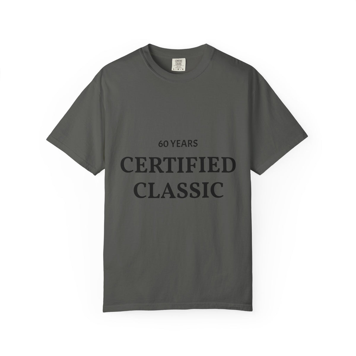 White Certified Classic 60 Years T-Shirt from Plush Fashion Hub, featuring a vintage logo design on the front.
