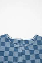 Threaded Pear Jessie Hem Checkered Mini Dress showing a stylish mini dress with a checkered pattern and hem detail.