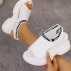 Women's breathable mesh platform wedge sandals by Plush Fashion Hub, lightweight summer heels with stylish design and comfortable fit.