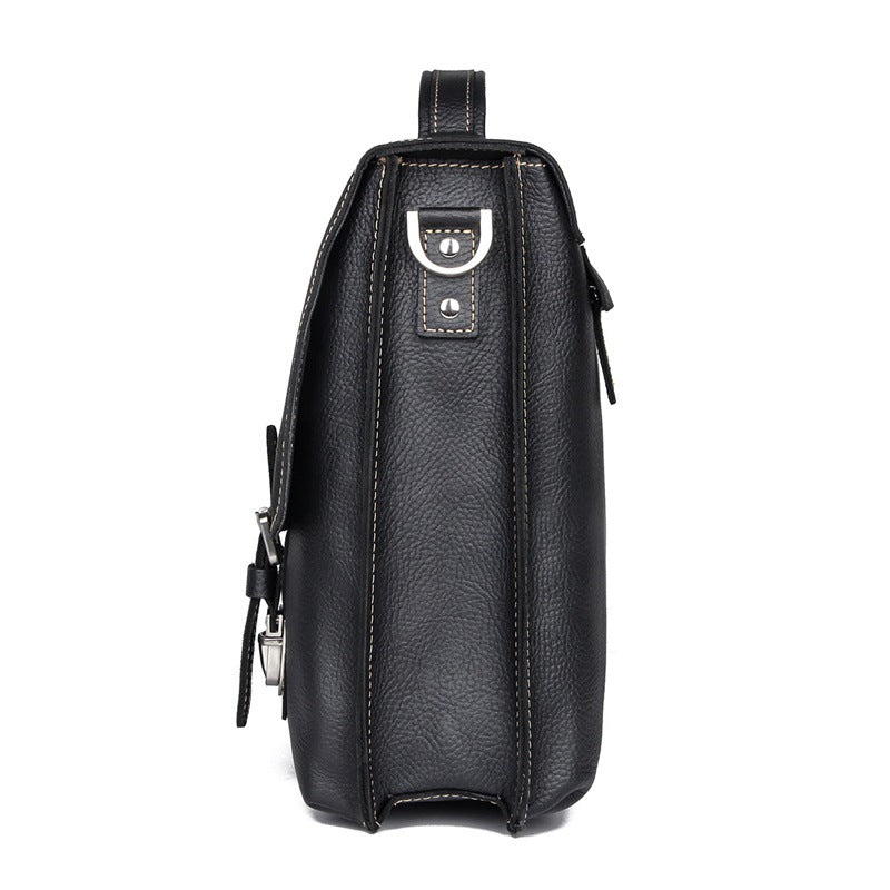 Men's retro casual leather business briefcase from Plush Fashion Hub, featuring a classic design with handles and a sleek finish.