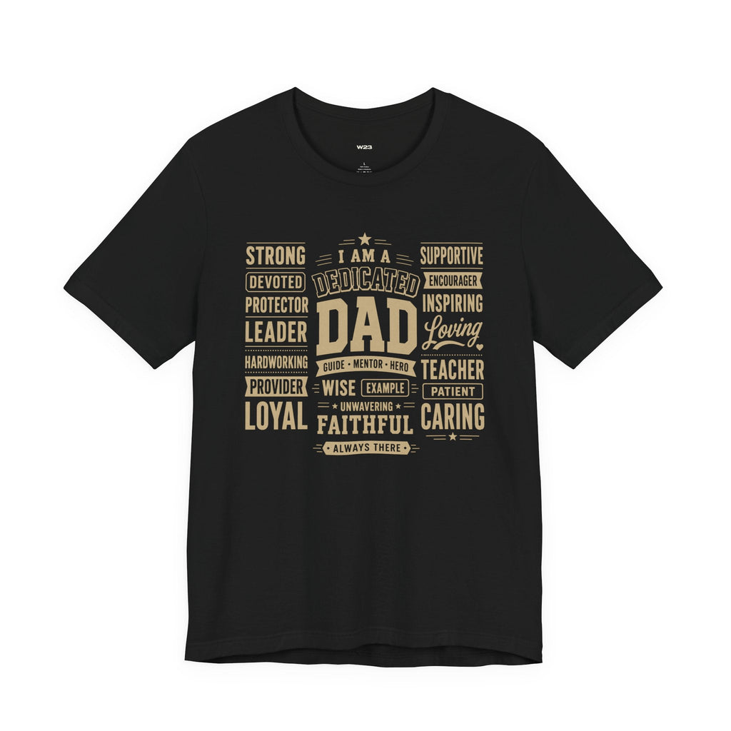 Wear Your Worship Dedicated Dad T-Shirt with "I Am More Than a Title" printed design, showcasing a comfortable men's graphic tee.