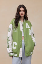 Oversized Y2K lamb-wool bomber jacket for women from FitiqueFit, featuring a streetwear style with a cozy, plush texture.