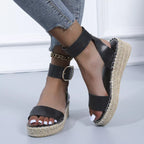 Shopimist open toe openwork sandals with stylish cutout design and ankle strap, perfect for casual summer wear.