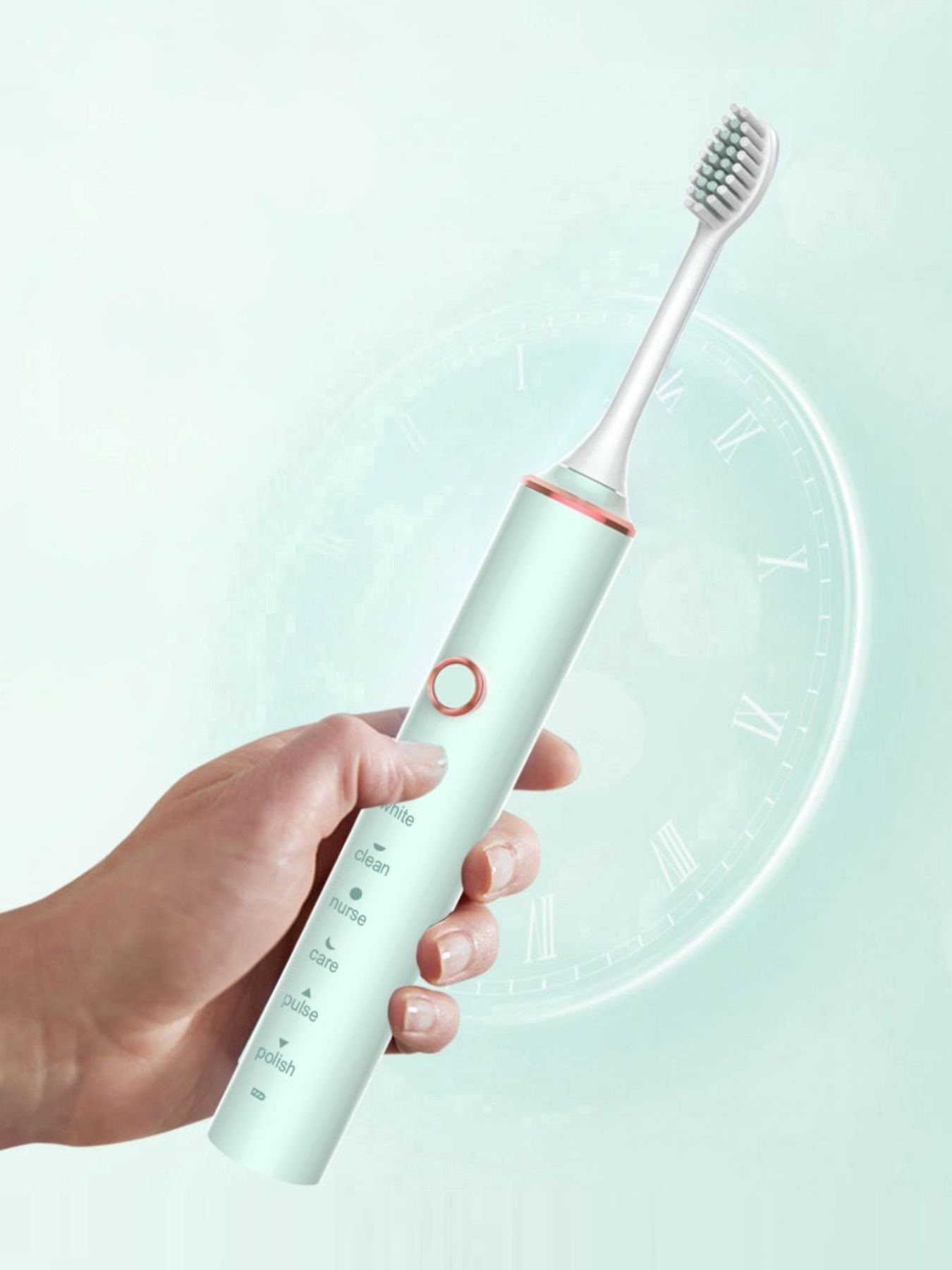 Set of 8 professional electric toothbrushes from Trendsi, featuring sleek design and various brush heads for premium oral hygiene care.