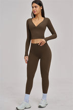 Fitglutes Activewear long sleeve crop top featuring a fitted design, perfect for gym workouts and active sportswear.