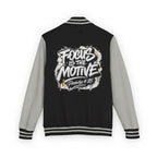 Wear Your Worship varsity jacket featuring Proverbs 4:25 inspirational message, with letterman style and classic athletic design.