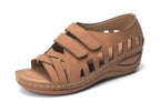 European and American large size hollow platform Velcro sandals by Plush Fashion Hub with chunky sole and adjustable straps.