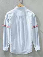 Men's plus size striped casual long sleeve shirt by Simply Love, featuring a comfortable fit and classic design.