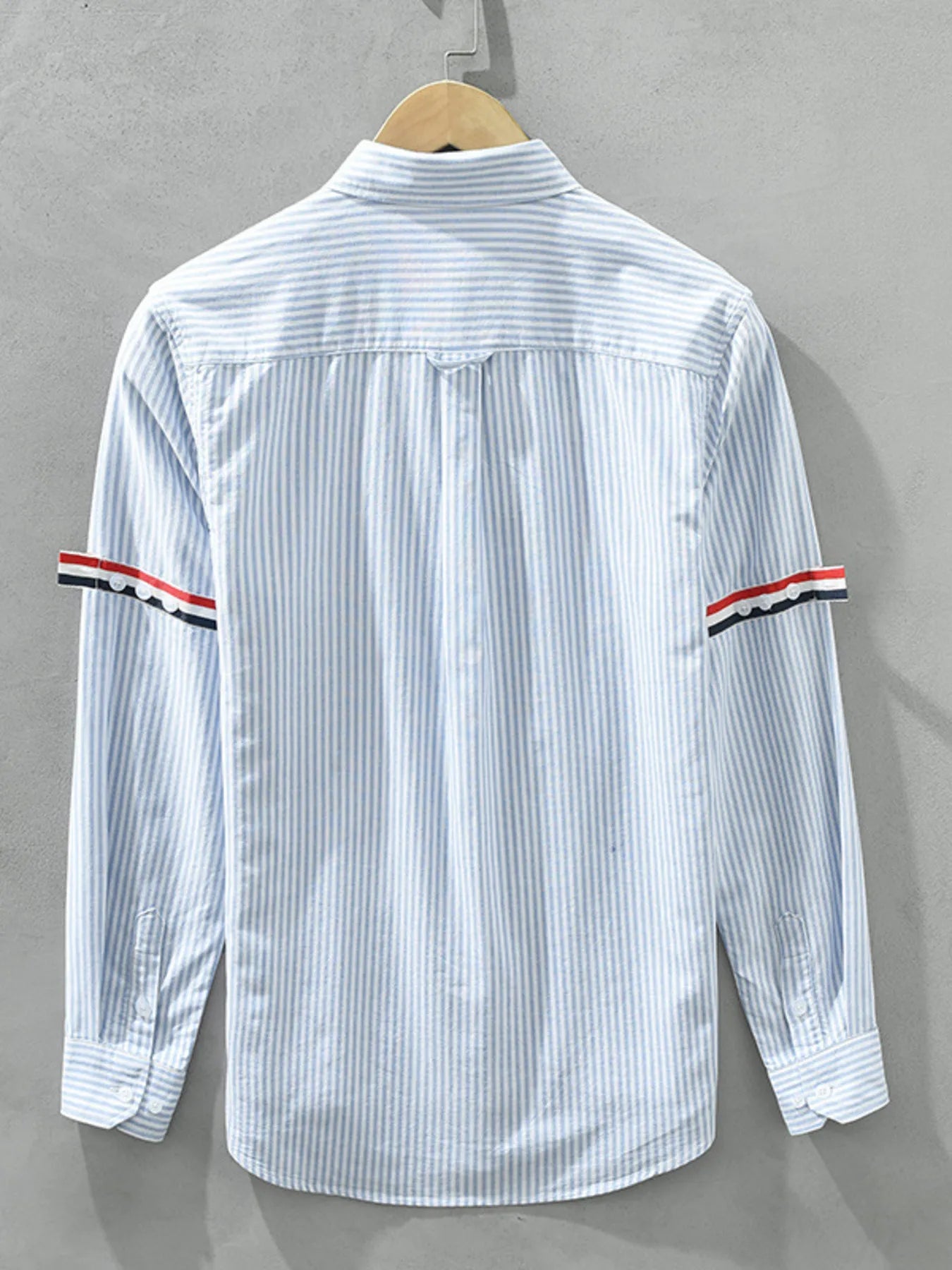 Men's plus size striped casual long sleeve shirt from Plush Fashion Hub, featuring a comfortable fit and stylish design.
