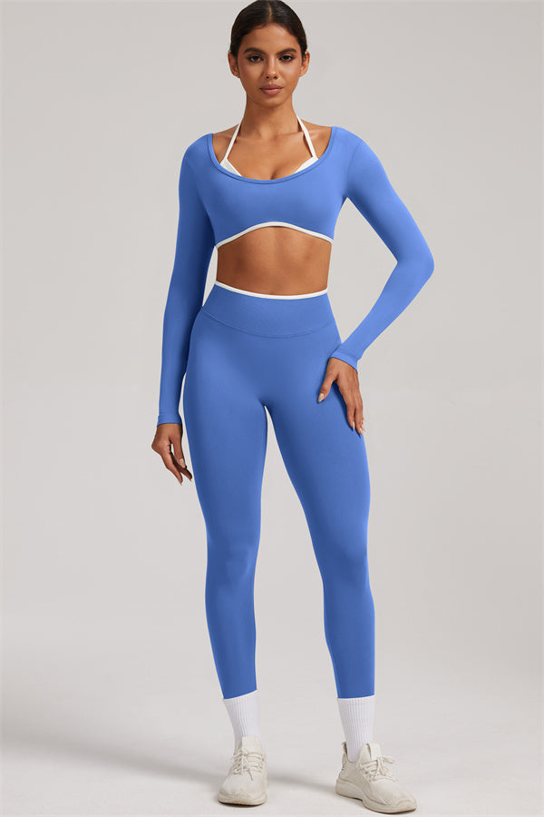 Fitglutes Activewear long sleeve crop top and leggings 2-piece set, stylish gymwear for workouts and active lifestyle.