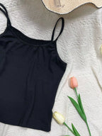Solid color scoop neck cami tank top by Plush Fashion Hub, featuring a lightweight design and comfortable fit.