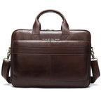 Men's briefcase handbag by Plush Fashion Hub, featuring a sleek black leather design with sturdy handles and a professional appearance.