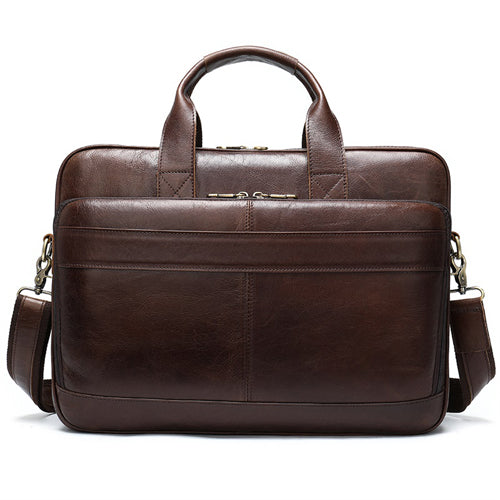 Men's briefcase handbag by Plush Fashion Hub, featuring a sleek black leather design with sturdy handles and a professional appearance.